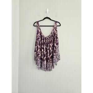 Free People Striped Floral Cold Shoulder Top S